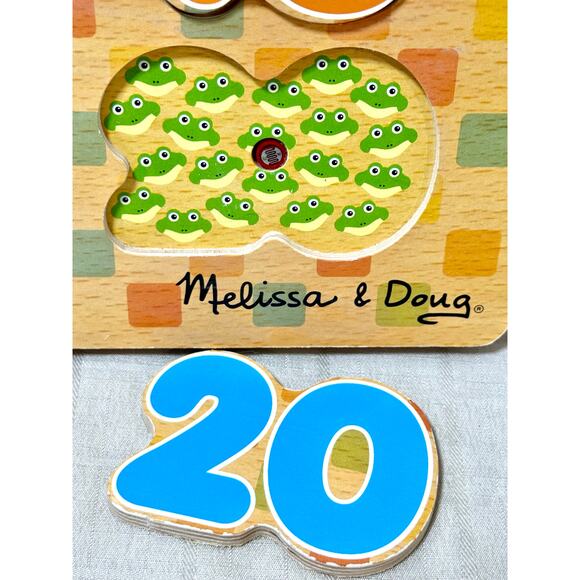 Melissa & Doug Numbers Sound Puzzle 0-20 wooden counting peg puzzle tested works - Picture 3 of 4